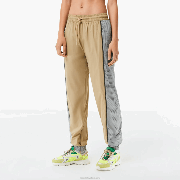 bež sivo 7je 6H4B2427 žene Lacoste trenirke s perforiranim efektom
