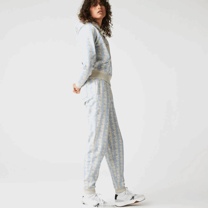 bijelo plava dpq 6H4B2574 žene Lacoste live monogram dizajn trenirke od flisa