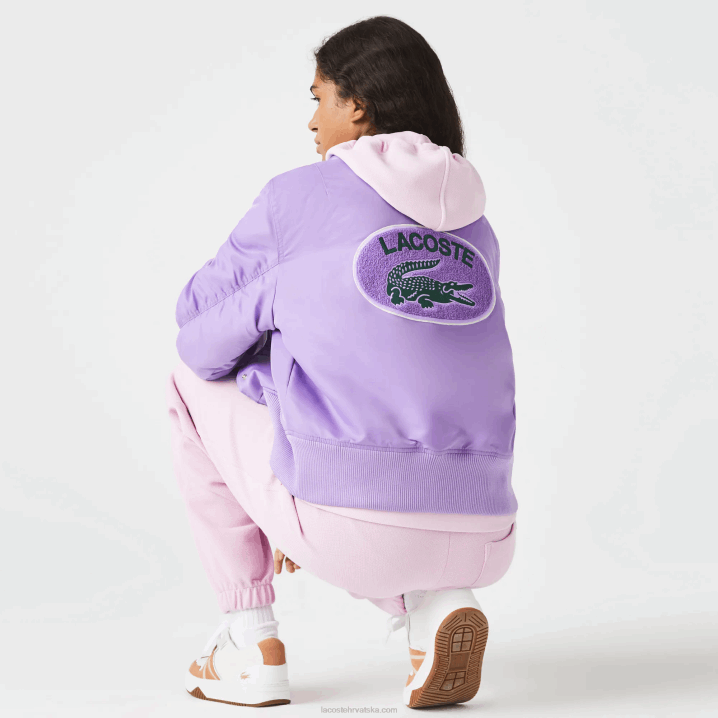 ljubičasta gfu 6H4B2624 žene Lacoste prošivena najlonska bomber jakna