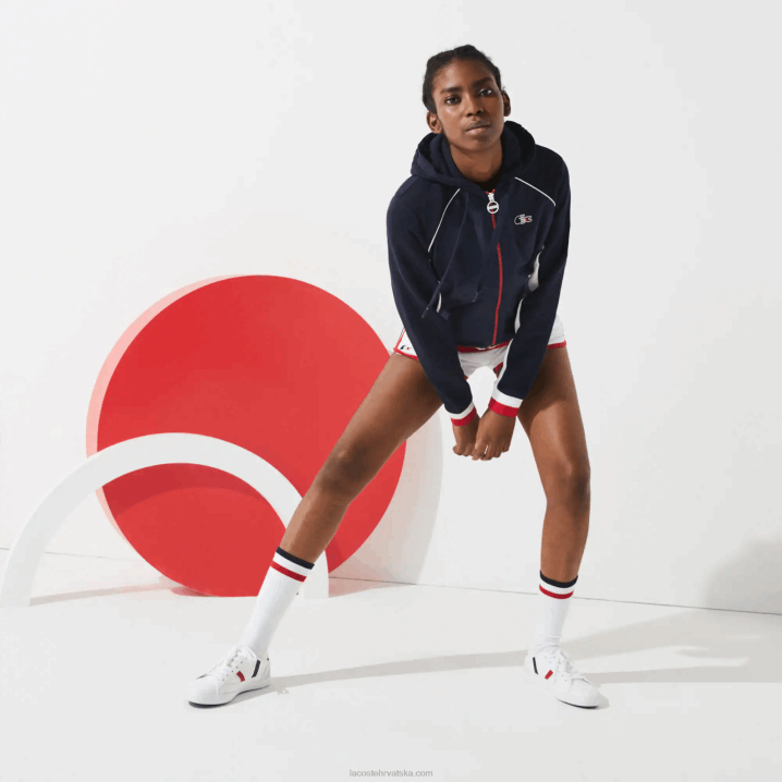 tamnoplava bijela crvena zakon 6H4B2610 žene Lacoste sport French Sporting Spirit Edition jakna s patentnim zatvaračem od flisa