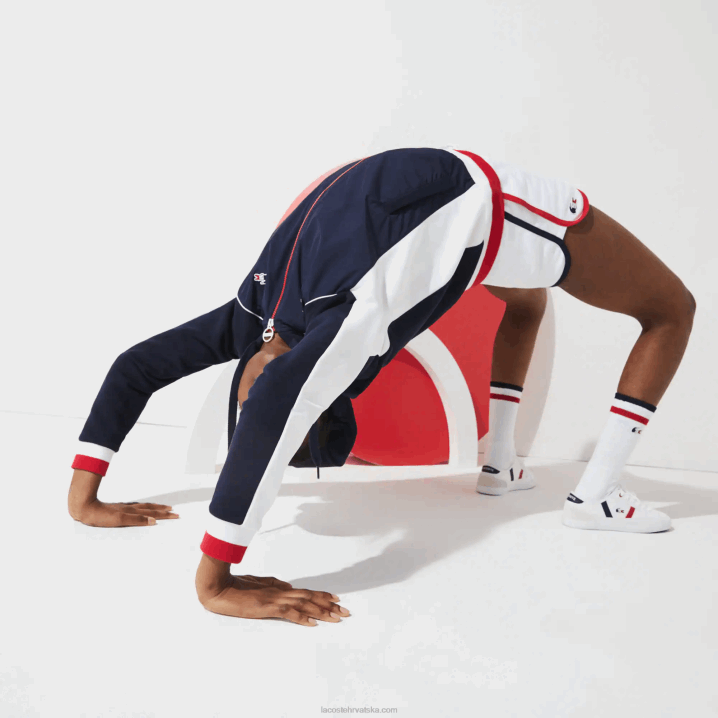 tamnoplava bijela crvena zakon 6H4B2610 žene Lacoste sport French Sporting Spirit Edition jakna s patentnim zatvaračem od flisa