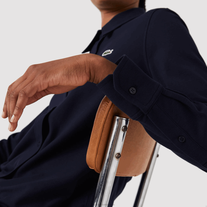 tamnoplava 166 6H4B2649 žene Lacoste pamučna pique košulja s francuskim ovratnikom