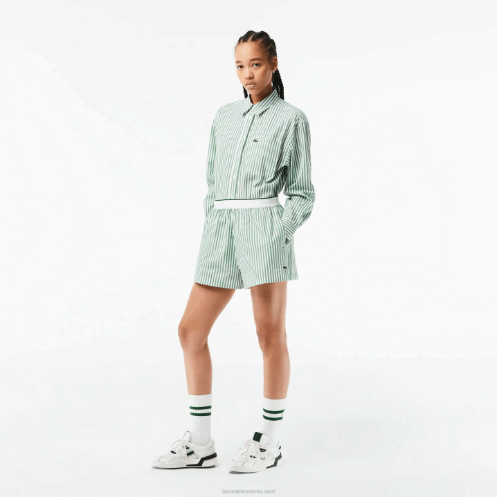 bijela kaki zelena vi4 6H4B2455 žene Lacoste prugaste kratke hlače od pamuka