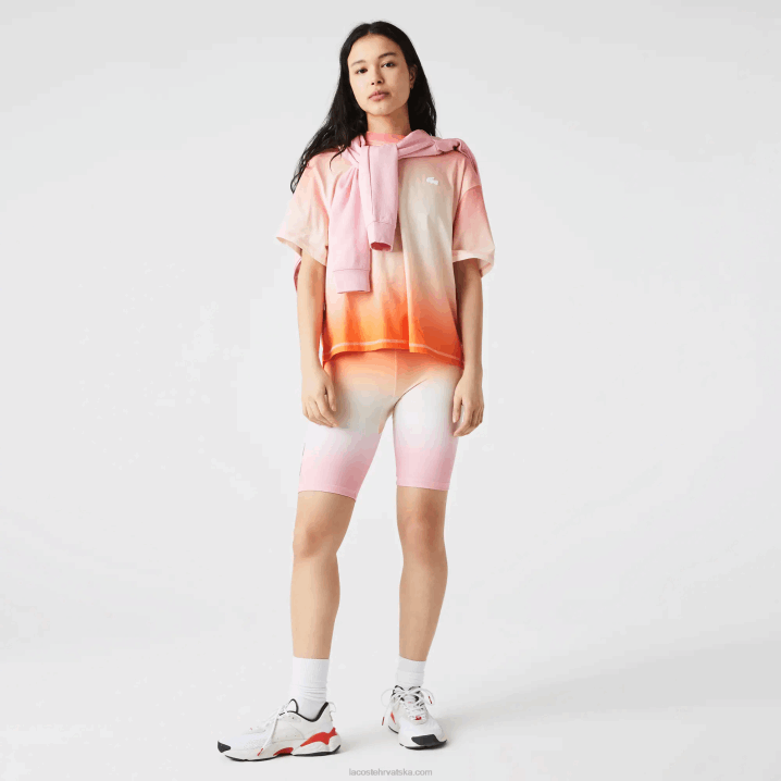 roza bijela narančasta dfk 6H4B2661 žene Lacoste sportski ljetni paket s gradijentnim biciklističkim hlačama