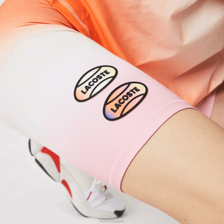 roza bijela narančasta dfk 6H4B2661 žene Lacoste sportski ljetni paket s gradijentnim biciklističkim hlačama