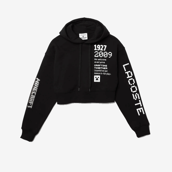 crna 031 6H4B2585 ženelacoste x minecraft prevelika majica s kapuljačom od flisa