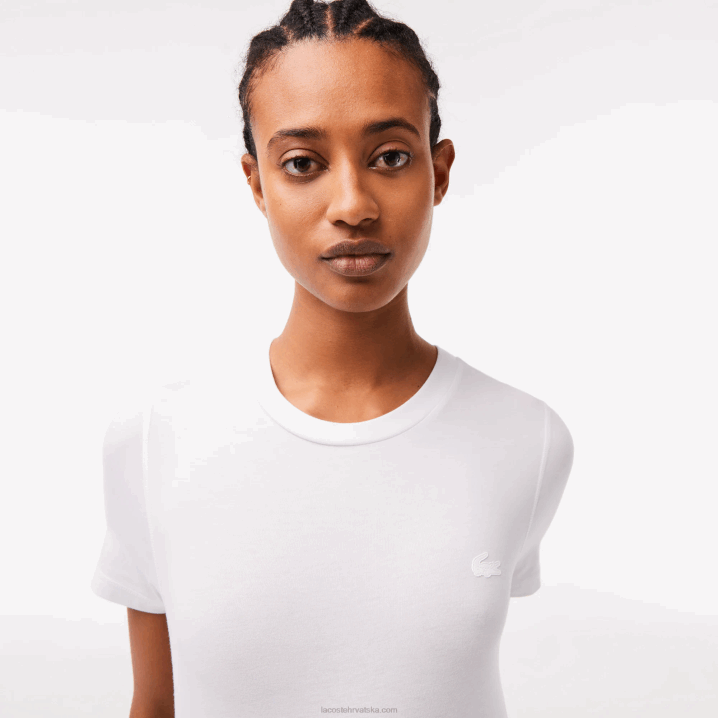 bijela 001 6H4B2563 žene Lacoste majica s okruglim izrezom od mješavine pamuka