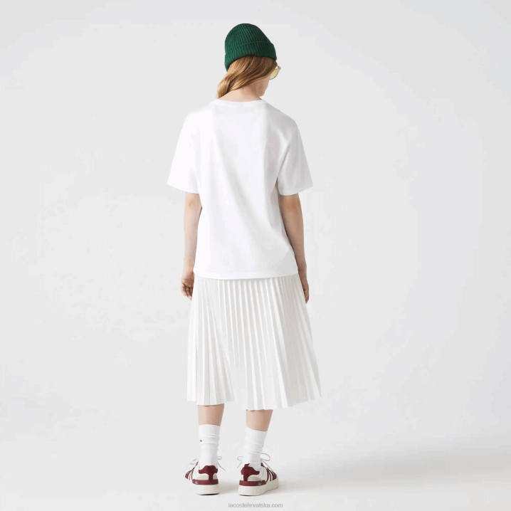 bijela 001 6H4B2590 žene Lacoste vrhunska pamučna majica s okruglim izrezom