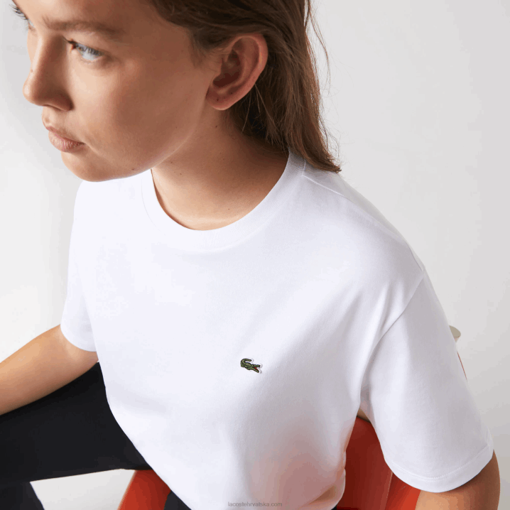 bijela 001 6H4B2590 žene Lacoste vrhunska pamučna majica s okruglim izrezom
