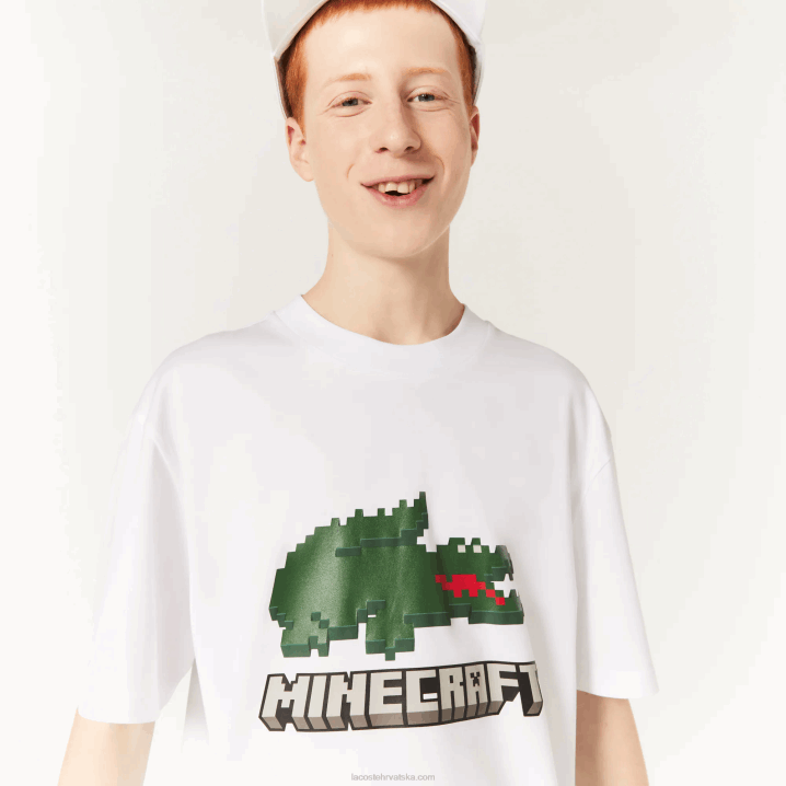 bijela 001 6H4B880 ženemajica kratkih rukava od organskog pamuka lacoste x minecraft print