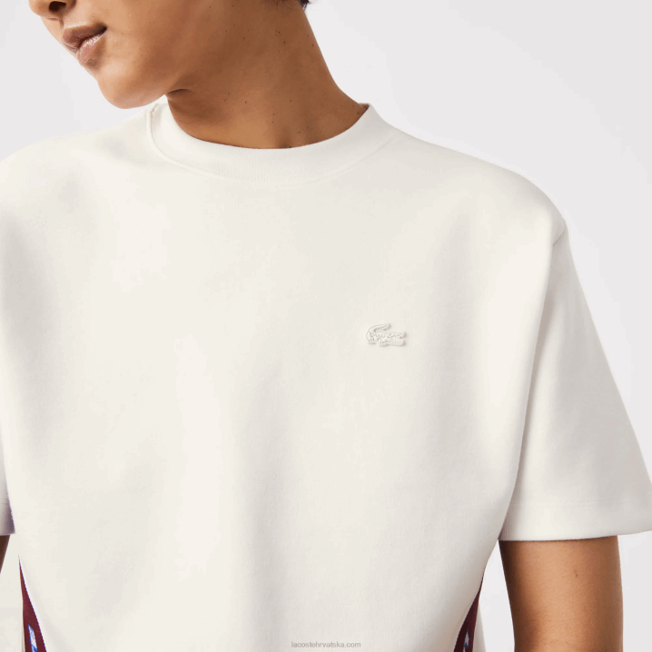bijela 70v 6H4B2547 žene Lacoste široka majica s otisnutim trakama