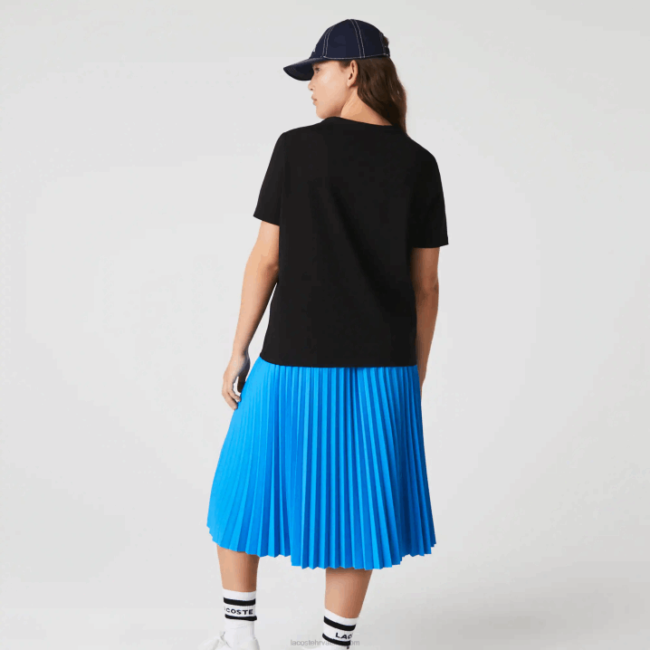 crna 031 6H4B2606 žene Lacoste široka pamučna majica s v-izrezom