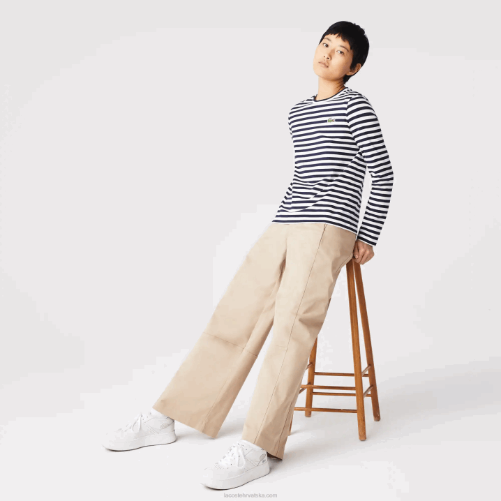 crno/bijelo hhw 6H4B2559 žene Lacoste pamučna majica od žerseja na pruge