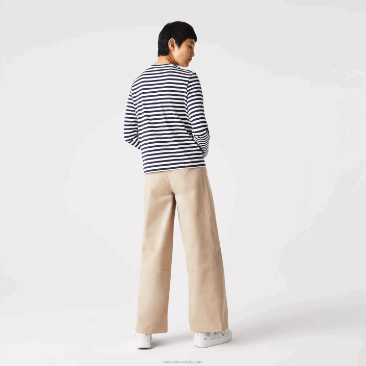 crno/bijelo hhw 6H4B2559 žene Lacoste pamučna majica od žerseja na pruge