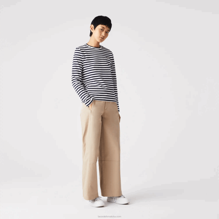 crno/bijelo hhw 6H4B2559 žene Lacoste pamučna majica od žerseja na pruge