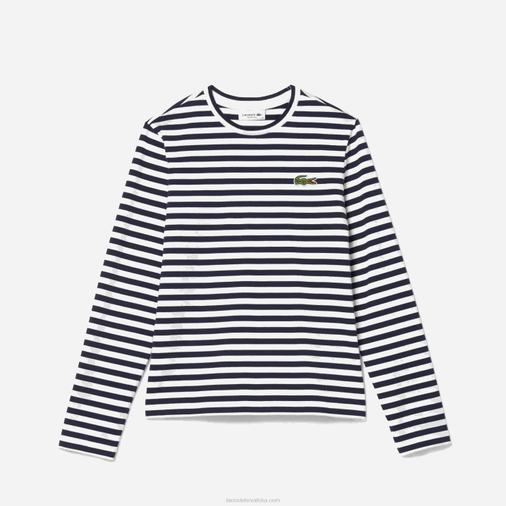 crno/bijelo hhw 6H4B2559 žene Lacoste pamučna majica od žerseja na pruge