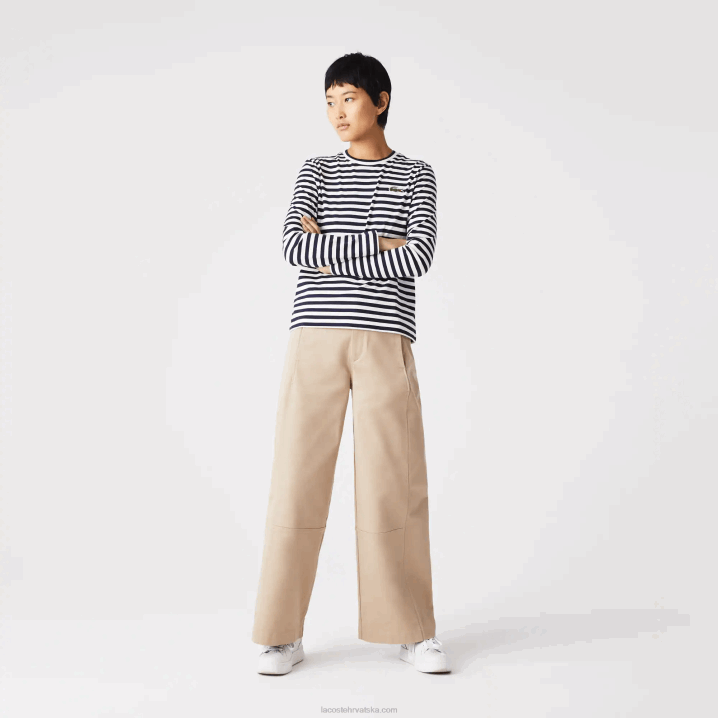 crno/bijelo hhw 6H4B2559 žene Lacoste pamučna majica od žerseja na pruge