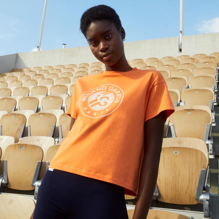 narančasta bijela fnf 6H4B2604 žene Lacoste sportska majica širokog kroja roland garros