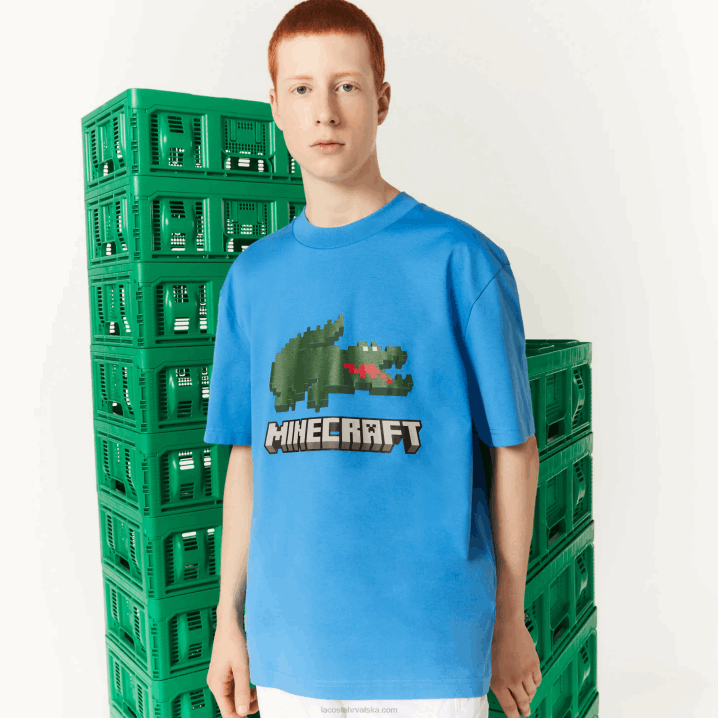 plava l99 6H4B881 ženemajica kratkih rukava od organskog pamuka lacoste x minecraft print