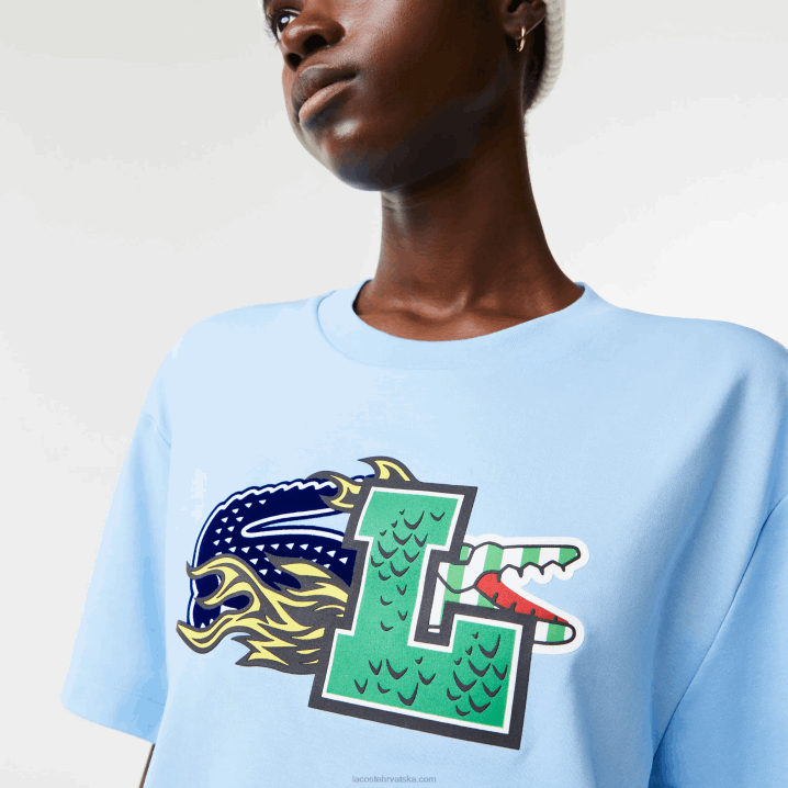 plavi hbp 6H4B2568 žene Lacoste prevelika majica od organskog pamuka