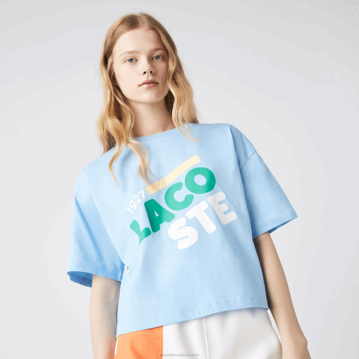 plavi hbp 6H4B2611 žene Lacoste kratka široka majica kratkih rukava od organskog pamuka s mrljama