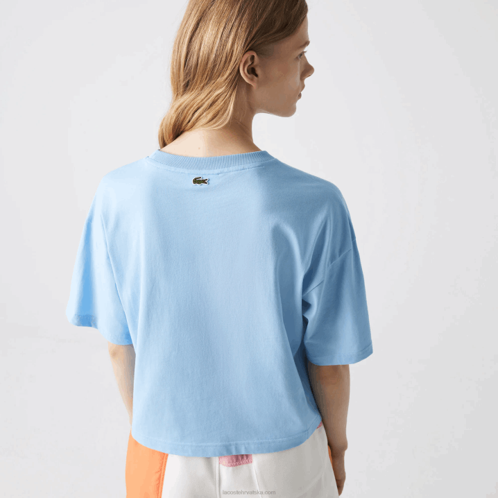 plavi hbp 6H4B2611 žene Lacoste kratka široka majica kratkih rukava od organskog pamuka s mrljama