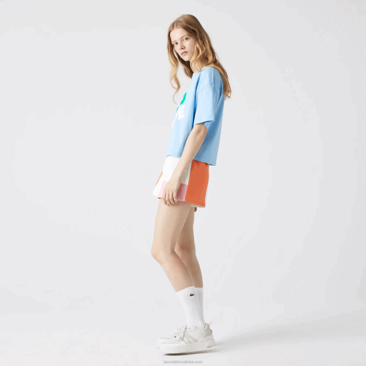 plavi hbp 6H4B2611 žene Lacoste kratka široka majica kratkih rukava od organskog pamuka s mrljama