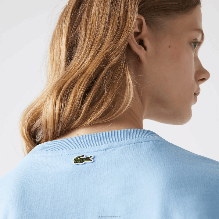 plavi hbp 6H4B2611 žene Lacoste kratka široka majica kratkih rukava od organskog pamuka s mrljama