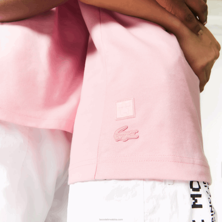 ružičasta 7sy 6H4B879 ženemajica kratkih rukava od organskog pamuka lacoste x minecraft print