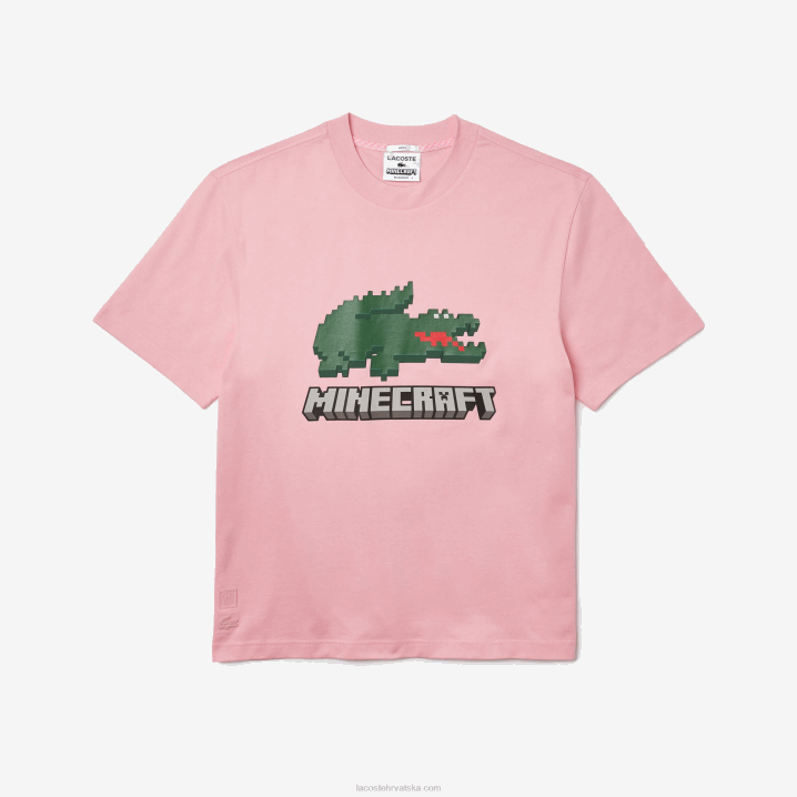 ružičasta 7sy 6H4B879 ženemajica kratkih rukava od organskog pamuka lacoste x minecraft print