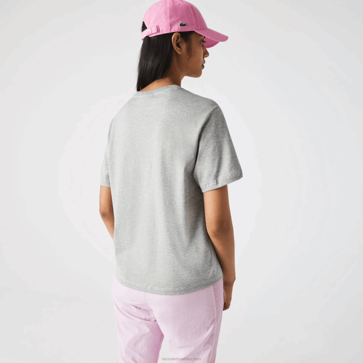 sivi chine cca 6H4B2591 žene Lacoste vrhunska pamučna majica s okruglim izrezom