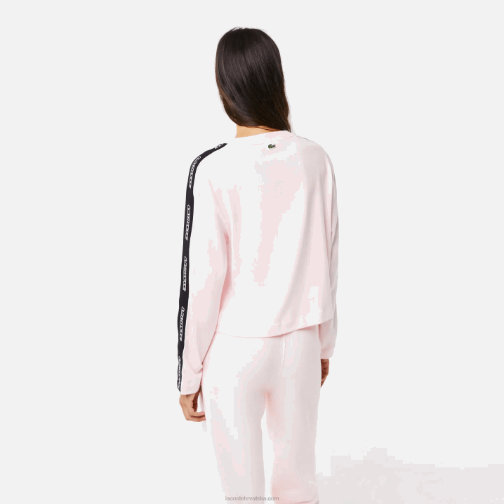 svijetlo ružičasta t03 6H4B2570 žene Lacoste široka majica s otisnutim trakama