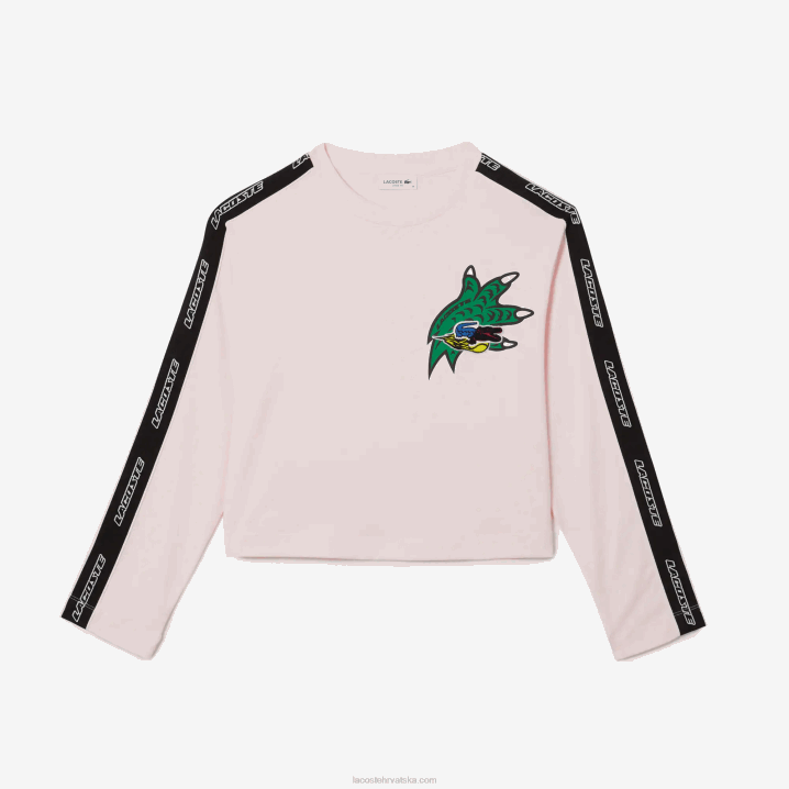 svijetlo ružičasta t03 6H4B2570 žene Lacoste široka majica s otisnutim trakama