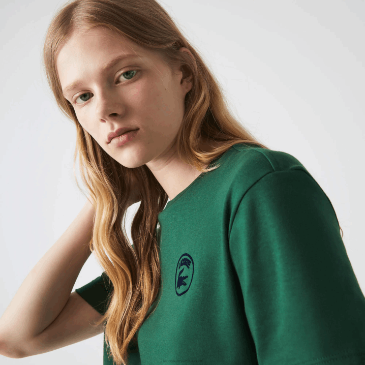 zelena 132 6H4B2608 žene Lacoste široka majica kratkih rukava od organskog pamuka