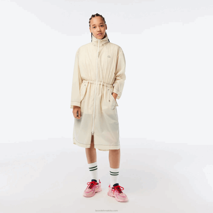 bijeli xfj 6H4B2441 žene Lacoste 2-u-1 vodoodbojna parka s kapuljačom