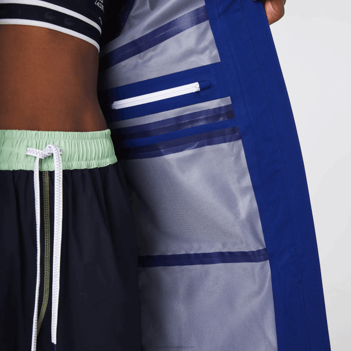 plavi bdm 6H4B2628 žene Lacoste duga vodootporna parka s kapuljačom