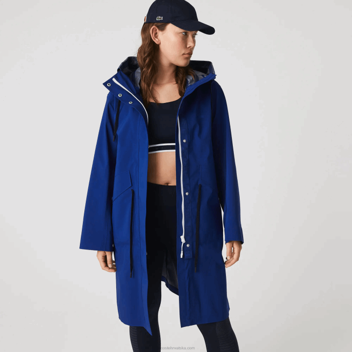 plavi bdm 6H4B2628 žene Lacoste duga vodootporna parka s kapuljačom
