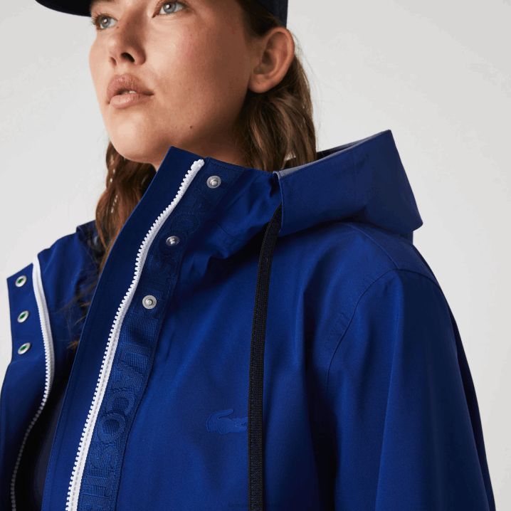 plavi bdm 6H4B2628 žene Lacoste duga vodootporna parka s kapuljačom