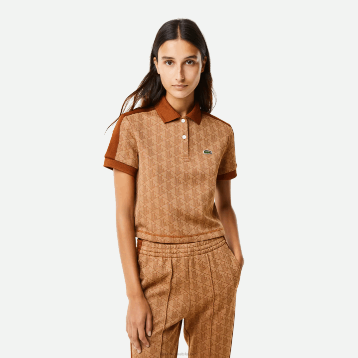 bež smeđa zwm 6H4B2475 žene Lacoste regular fit monogram print polo