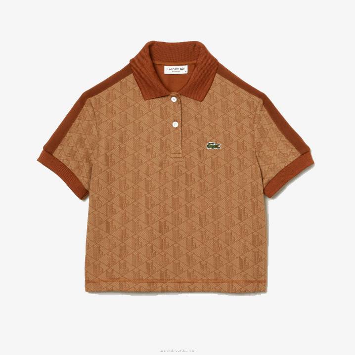 bež smeđa zwm 6H4B2475 žene Lacoste regular fit monogram print polo