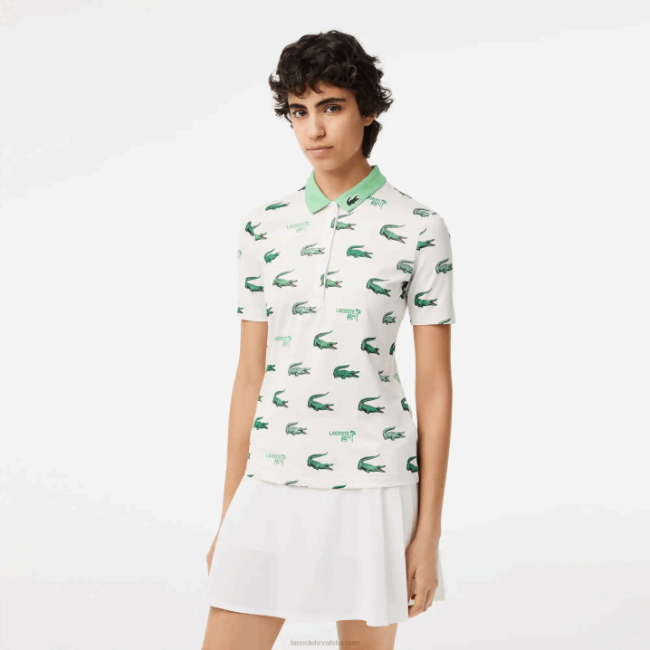 bijelo zelena 2p0 6H4B2378 žene Lacoste golf krokodil print polo