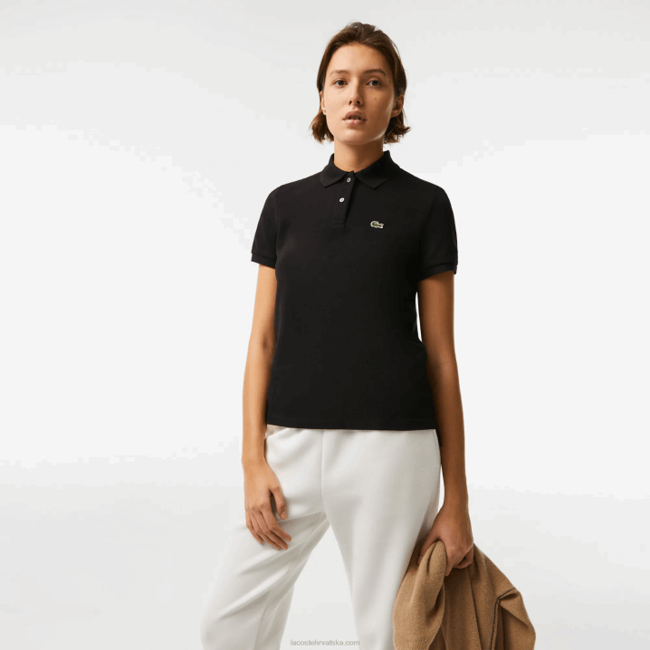 crna 031 6H4B2364 žene Lacoste mekani pamuk petit pique polo standardnog kroja