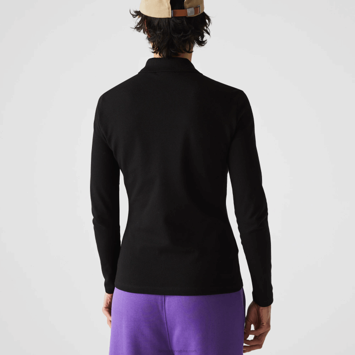 crna 031 6H4B2478 žene Lacoste slim fit rastezljivi pique polo