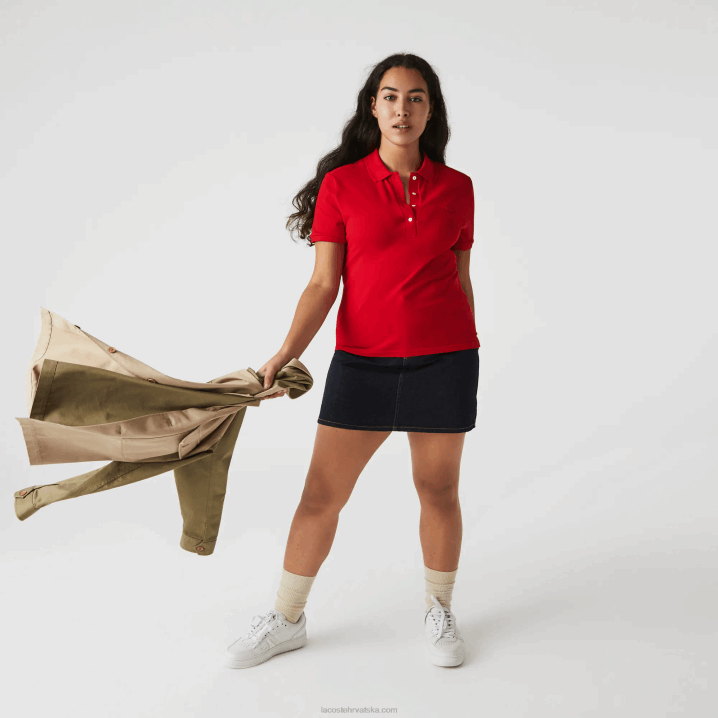 crvena 240 6H4B2471 žene Lacoste slim fit rastezljivi pamuk pique polo
