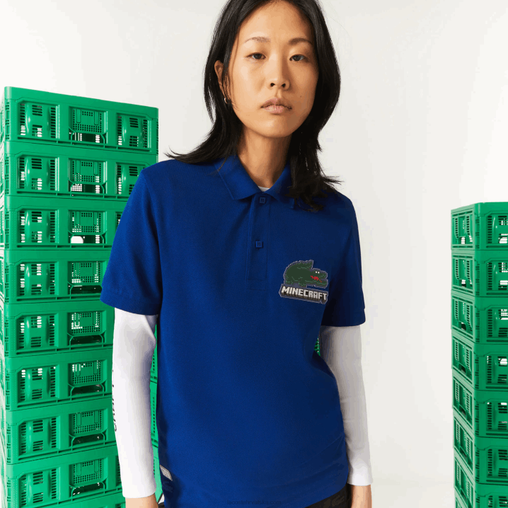 plavi bdm 6H4B942 ženelacoste x minecraft classic fit polo majica od organskog pamuka
