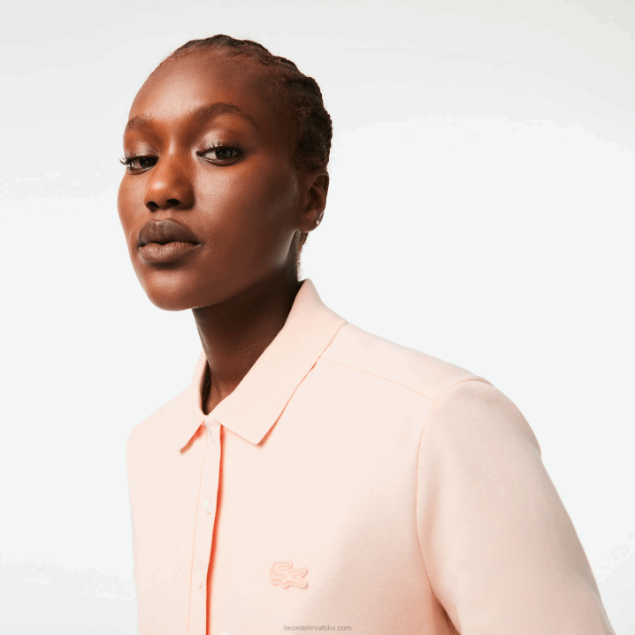 svijetloružičasti ady 6H4B2508 žene Lacoste slim fit rastezljivi pamuk pique polo