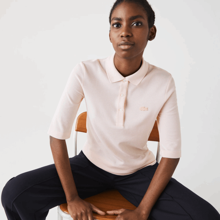 svijetloružičasti ady 6H4B2514 žene Lacoste elastična pamučna majica slim kroja