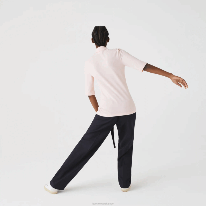 svijetloružičasti ady 6H4B2514 žene Lacoste elastična pamučna majica slim kroja