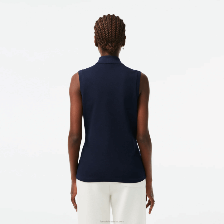 tamnoplava 166 6H4B2498 žene Lacoste pamučna pique polo majica bez rukava uskog kroja