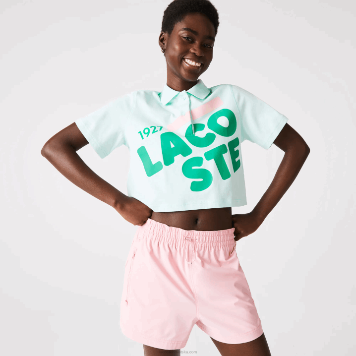 tirkiz nre 6H4B2526 žene Lacoste široka majica kratkih printova od organskog pamuka